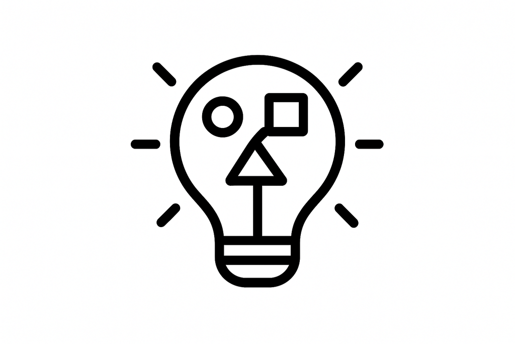 icono de idea o diseño, minimalista y en blanco y negro